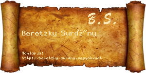 Beretzky Surány névjegykártya